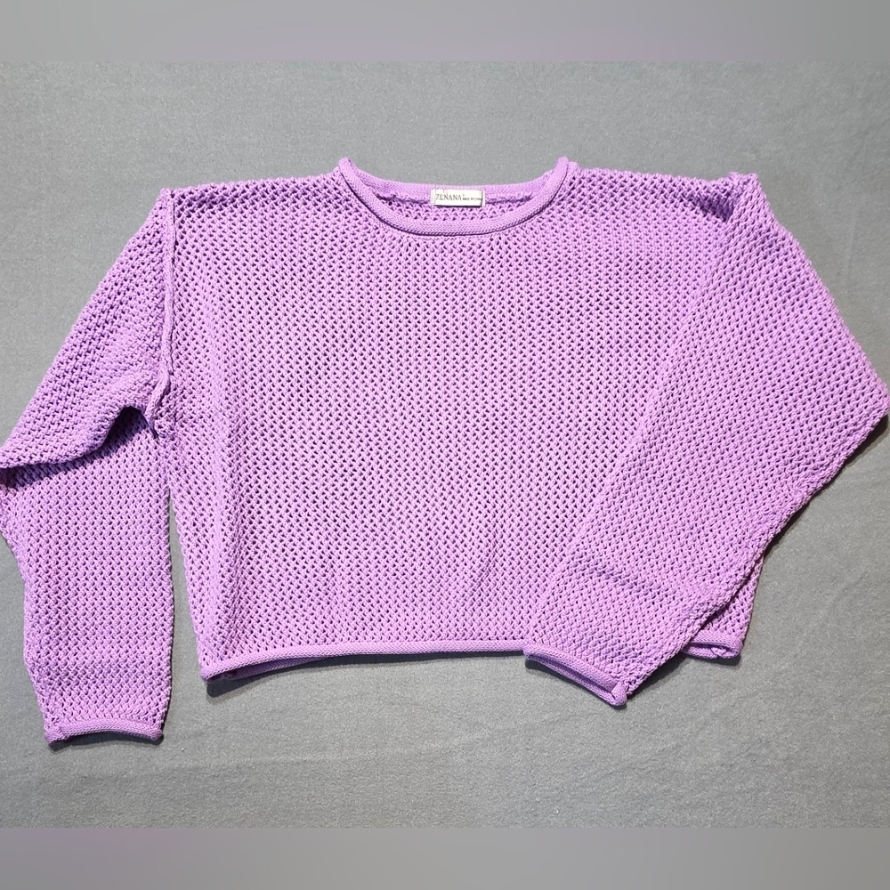Zenana Outfitters New In Poly Lavender Knit Sweater Large PTP 30 Length 22 - Picture 2 of 6